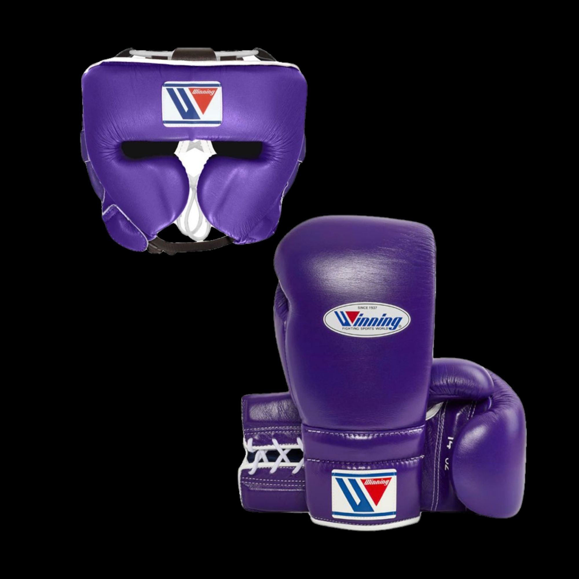 Purple Winning Boxing Gloves set, Winning Boxing Glove winning head guard, winning boxing set Winning Lace up Boxing Glove set, Boxing Glove set, Winning boxing gear set, PF Fitness Gear, Winning set